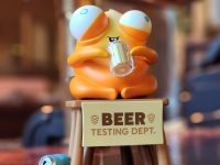 The Beer Testing Department vinyl figure set in the Frankenstein bar in Edinburgh, Scotland